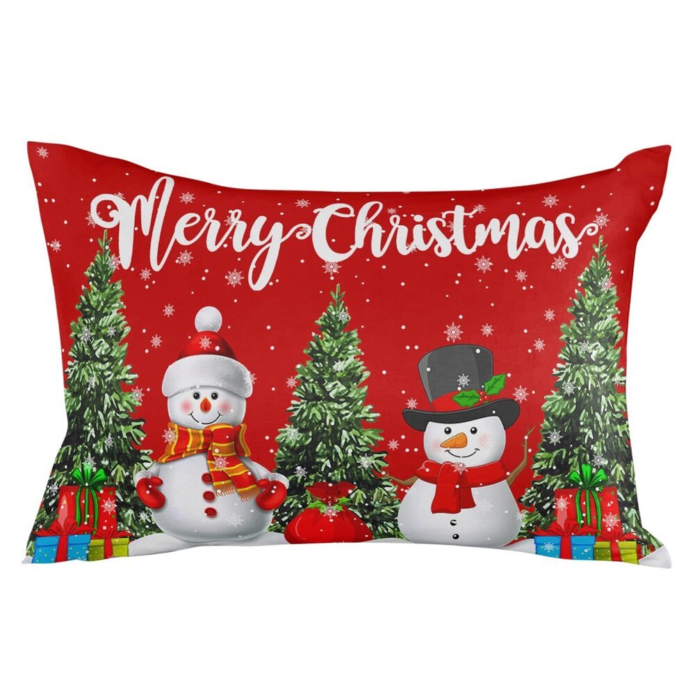 7108 Pillow Covers 20x26 Inch - Standard Christmas Snowman Xmas Trees Snow